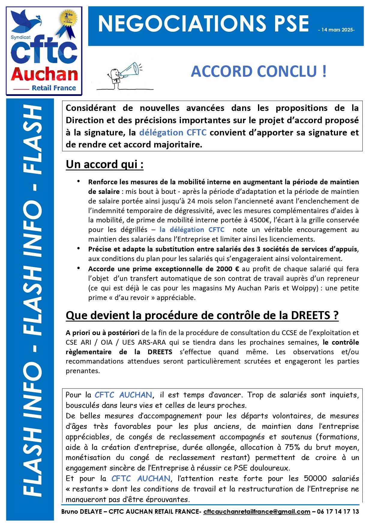 Un accord entre Auchan et la CFTC, communiqué officiel