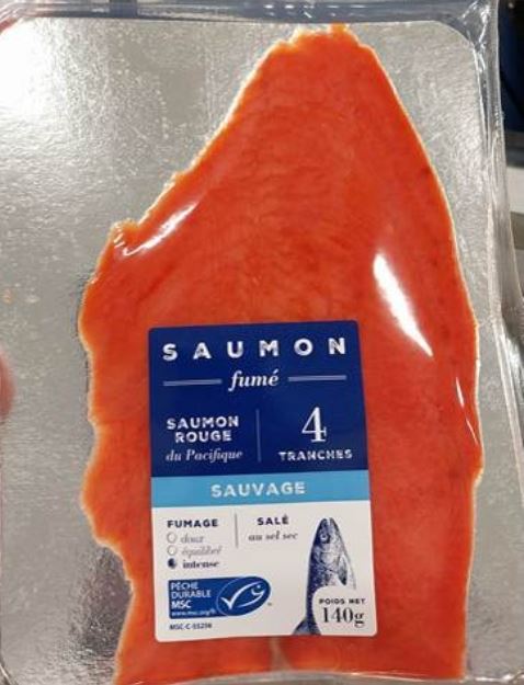 Le lot de saumon fumé sauvage concerné par le rappel national.