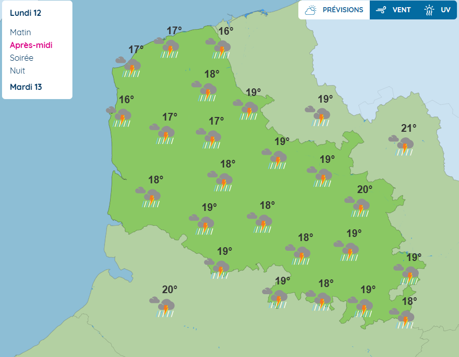Des orages sont prévus ce lundi après-midi dans le Pas-de-Calais