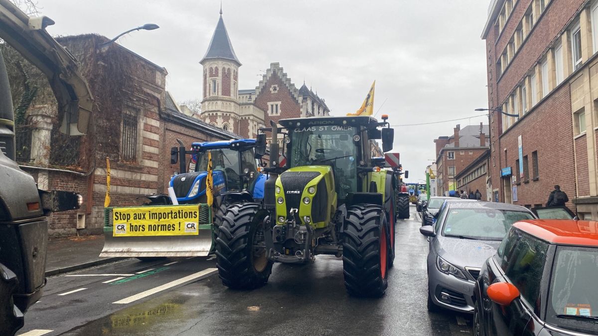 Un tracteur à Arras lors de la manifestation