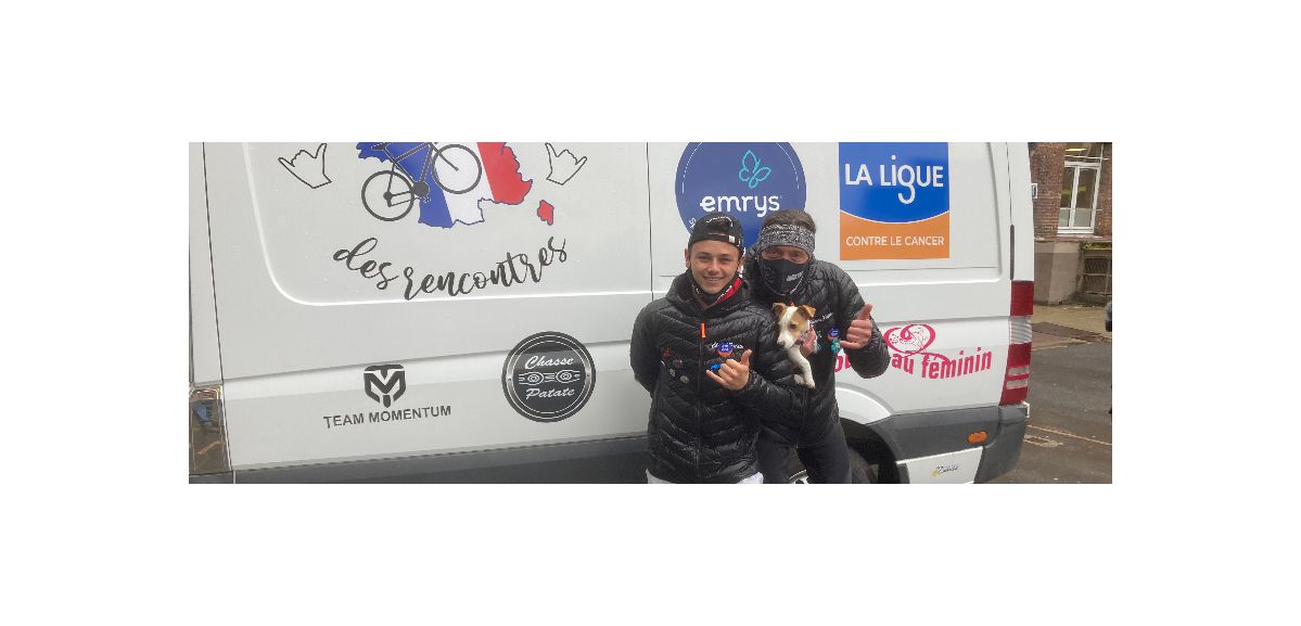 Après Lens et Béthune, Fabrice et Briac de Pekin Express poursuivent leur tour de France à vélo pour la ligue contre le cancer