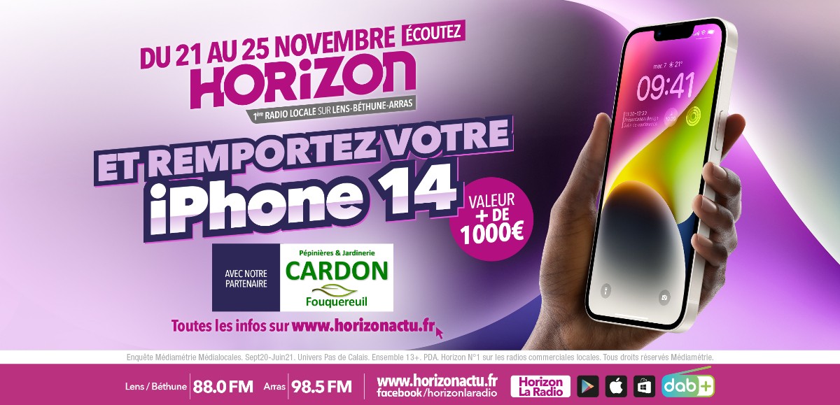 Du 21 au 25 Novembre, remportez votre IPHONE 14 sur Horizon !